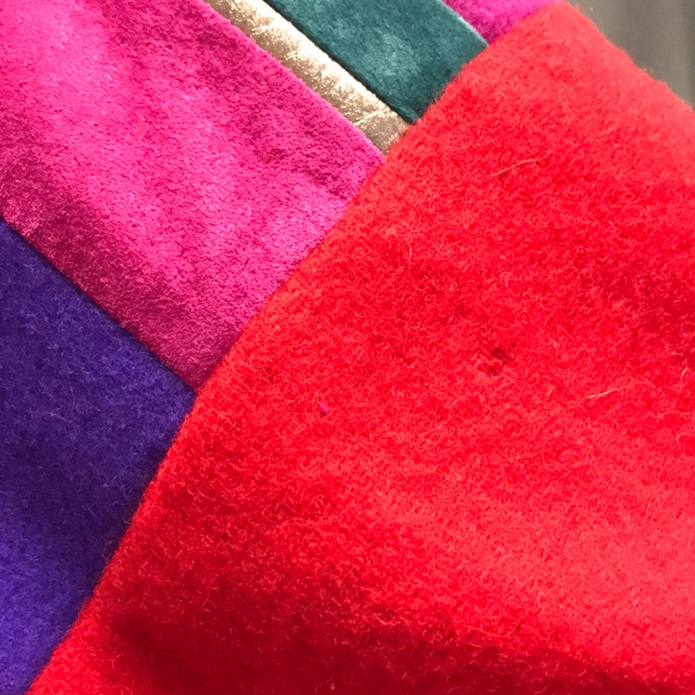 🔺SOLD🔺Leather and wool colorful fringe jacket - Picture 7 of 8